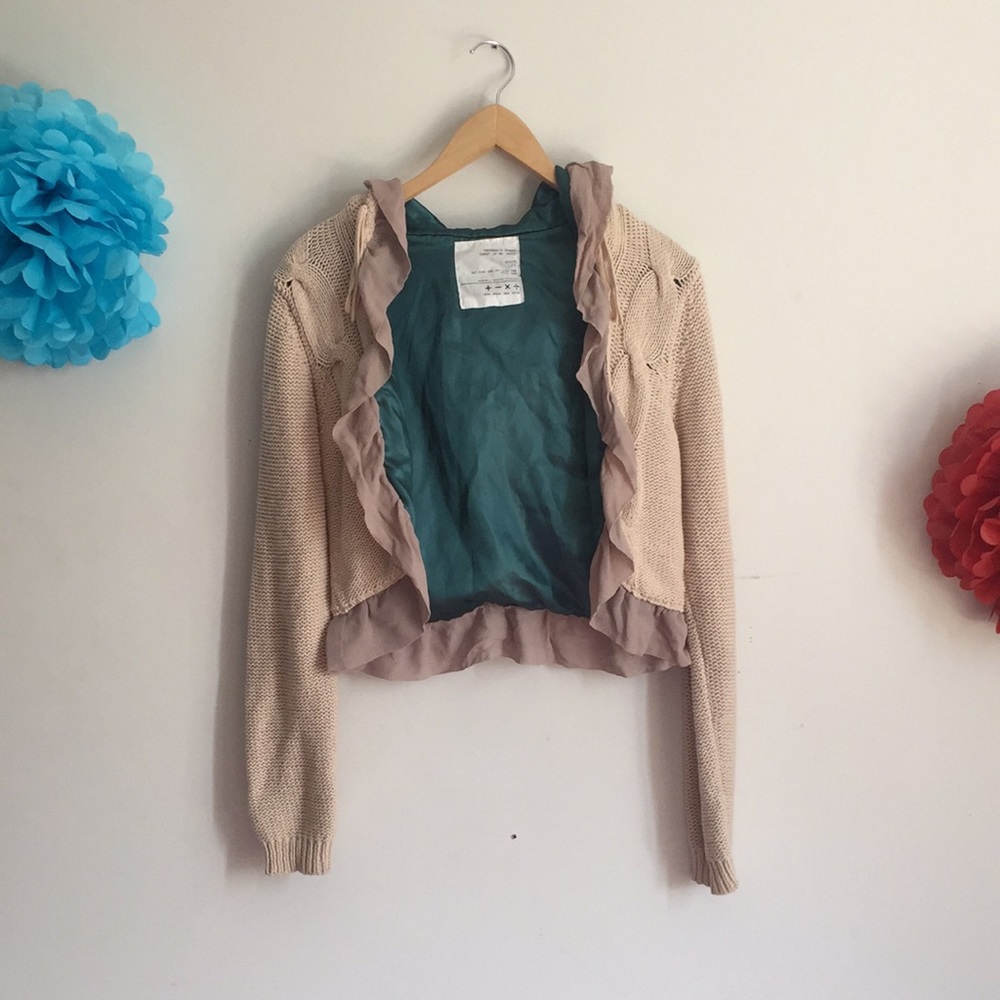 Romantic Frilly Knit Hoodie with Silk